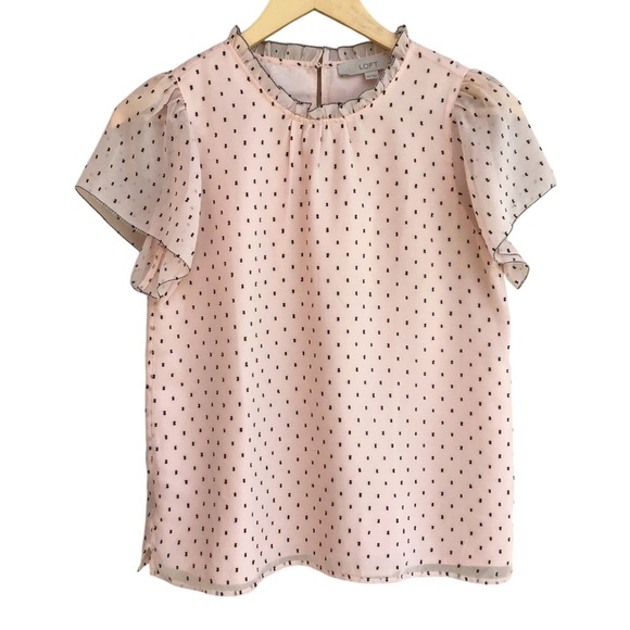 Loft Swiss Dot Flutter Sleeve Blouse NEW - Picture 4 of 9